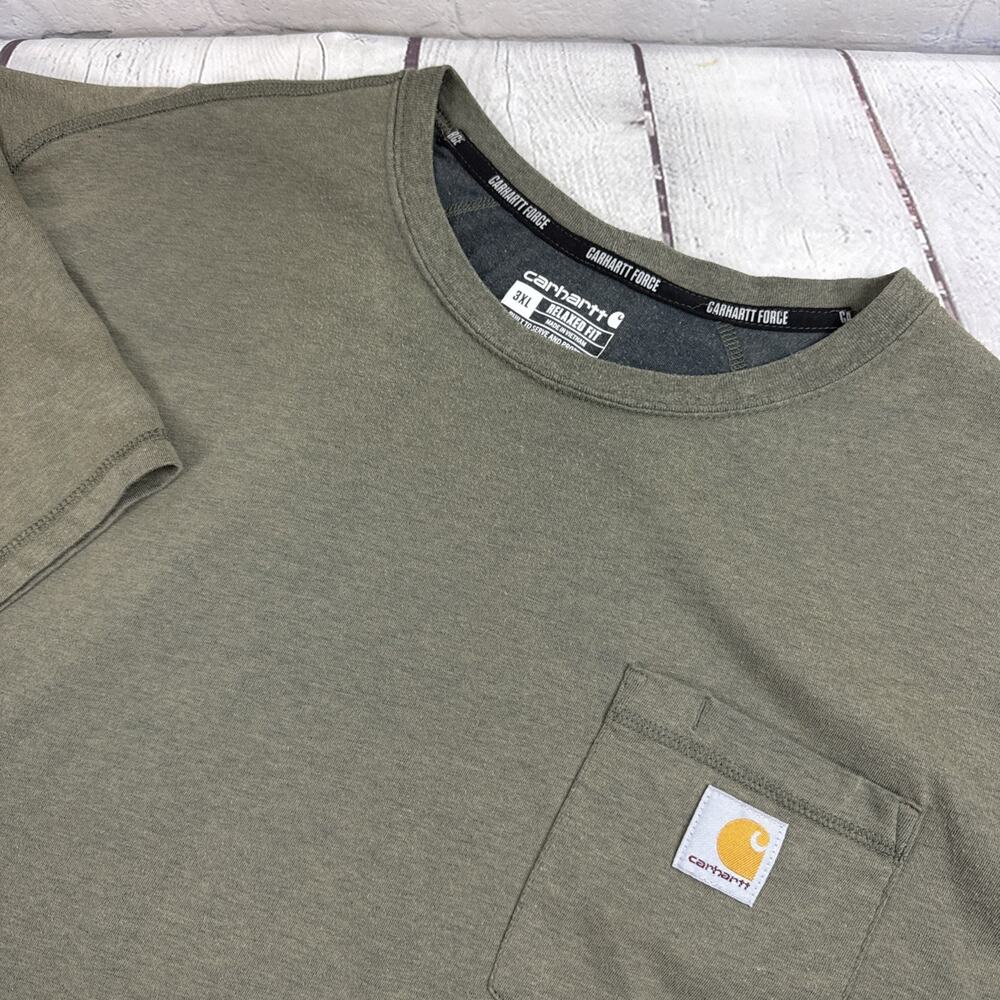 Carhartt Force Relaxed Fit Pocket T Shirt Size 3XL Green Short Sleeve 3 Shirts